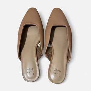 A new day Tan pointed Square-Toe Slip-On Mules